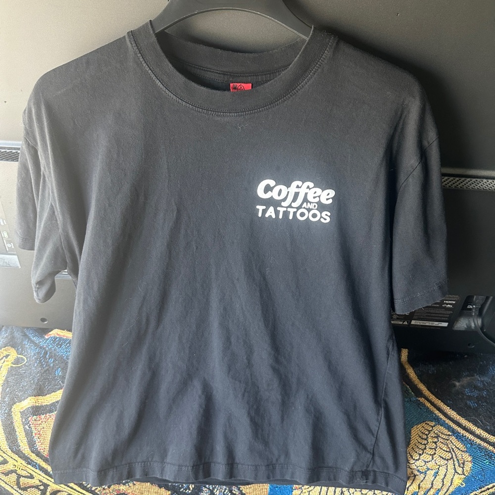 Inkcaffeinated Coffee and Tattoos Tee, Black, Large